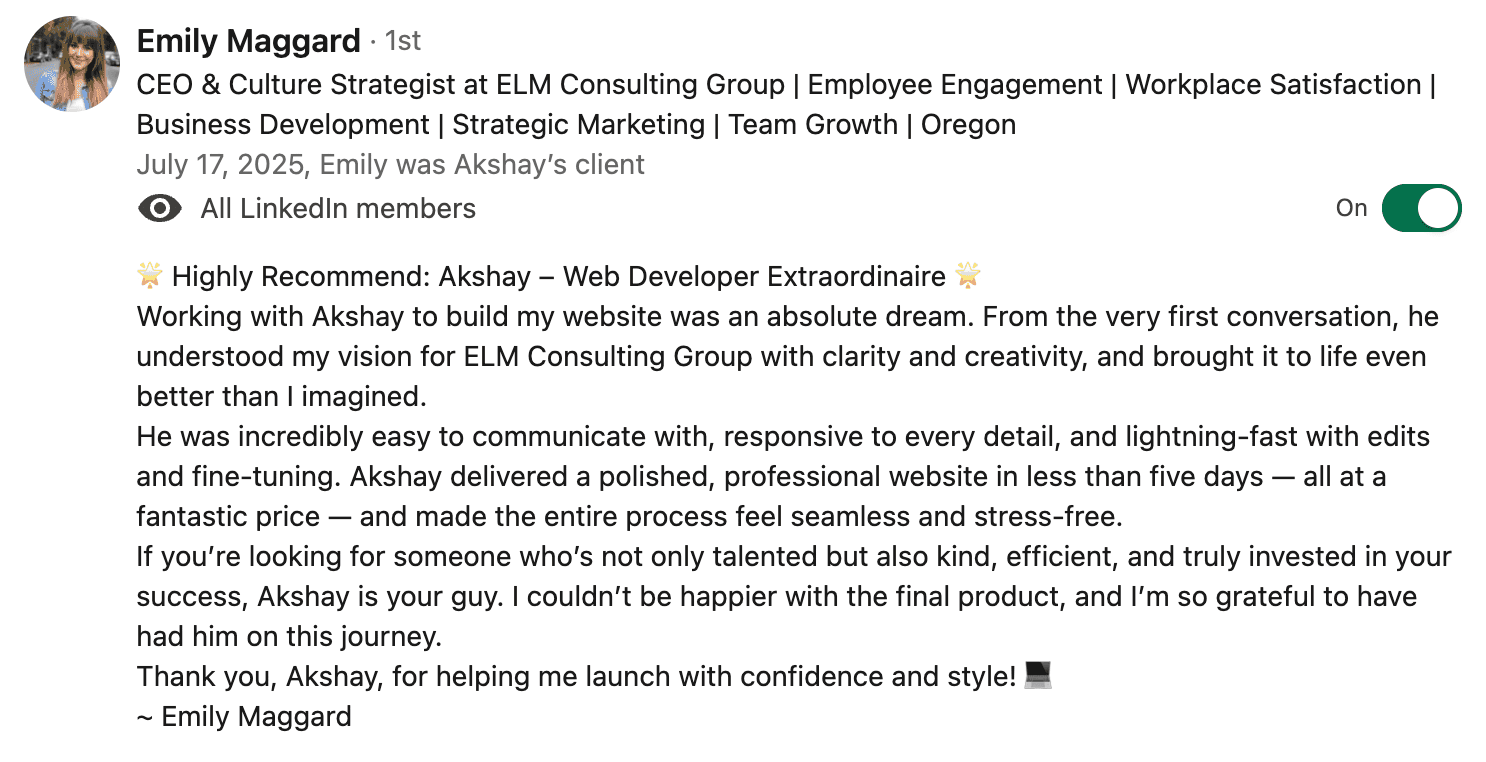 Client testimonial 1