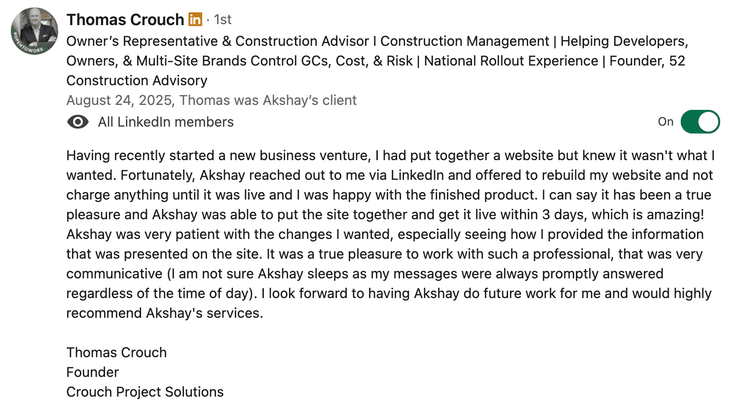 Client testimonial 3